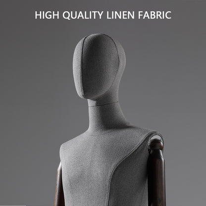 Jelimate Clothing Store Male Half Body Mannequin Dress Form,Men Display Model Clothing Display Dress Form,Male Display Mannequin Torso With Wooden Arms