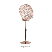 Load image into Gallery viewer, Jelimate Female Gold Rose Gold Gun Black Wire Mesh Head Mannequin Head Dress Form Headband Cap Hat Hair Wig Display Head Model Props
