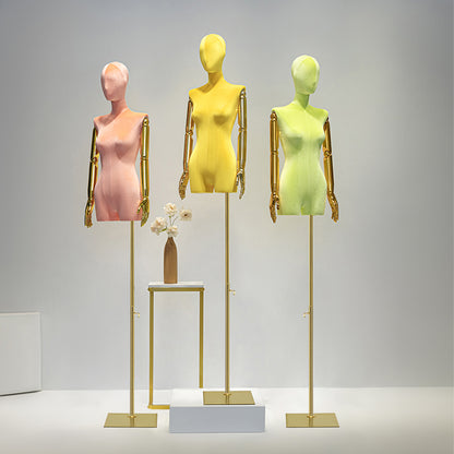 Jelimate Window Display Female Mannequin Upper Body,Silver Gold Mannequin Hand Manikin Head,Colorful Velvet Dress Form Clothing Display Dress Form