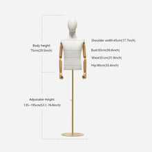 Load image into Gallery viewer, Half Body Male Display Dress Form Mannequin Head For Wigs Adjustable Natural Canvas Mannequin Torso Clothing Store Display Model
