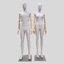 Load image into Gallery viewer, Jelimate High End Male Female Torso Mannequin With Wooden Arms,Bamboo Hemp Mannequin Full Body Half Body,Jewelry Wedding Dress Clothing Display Dress Form
