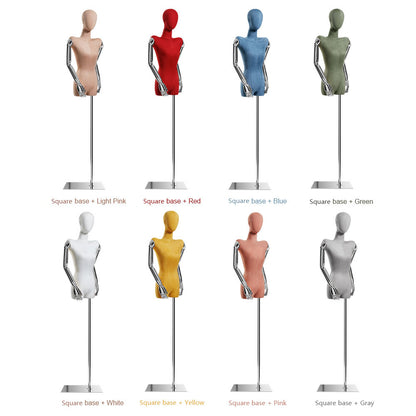 Half Body Female Colored Velvet Mannequin Torso Clothing Store Upper Body Fashion Lady Display Dress Form Torso Silver Mannequin Hand Wig Head Dummy