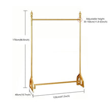 Load image into Gallery viewer, Jelimate Fashion Gold Clothing Rack,170 Height Metal Display Hangers,Boutique Decoration Clothing Shop Shelf,Golden Display Rack for Bedroom Display Clothing Stand

