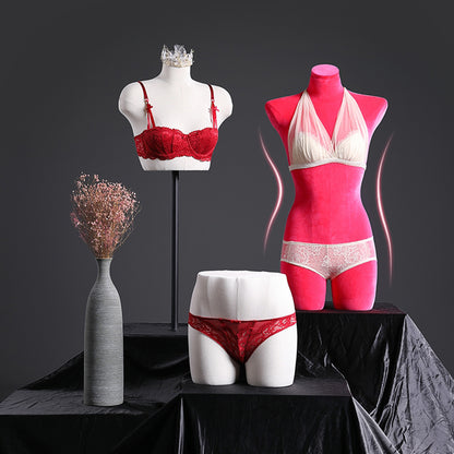 Jelimate Boutique Underwear Mannequin Torso Female,Colorful Velvet Dress Form,Women Bikini Bra Trouser Pant Hip Bust Form for Lingerie Store Display