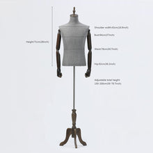 Load image into Gallery viewer, Male Half Body Display Dress Form , Fabric Mannequin Torso Dressmaker Stand , Necklace Neckties Shoe Pant Suit Clothing Mannequin Stand
