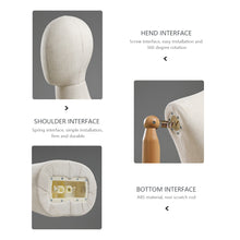 Load image into Gallery viewer, Half Body Male Display Dress Form Mannequin Head For Wigs Adjustable Natural Canvas Mannequin Torso Clothing Store Display Model
