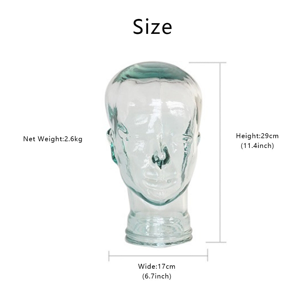 Vintage Glass Mannequin Head | 1970s Green Glass dress form head hat | Life Size Glass Mannequin Bust | Spain Mannequin Display Decor