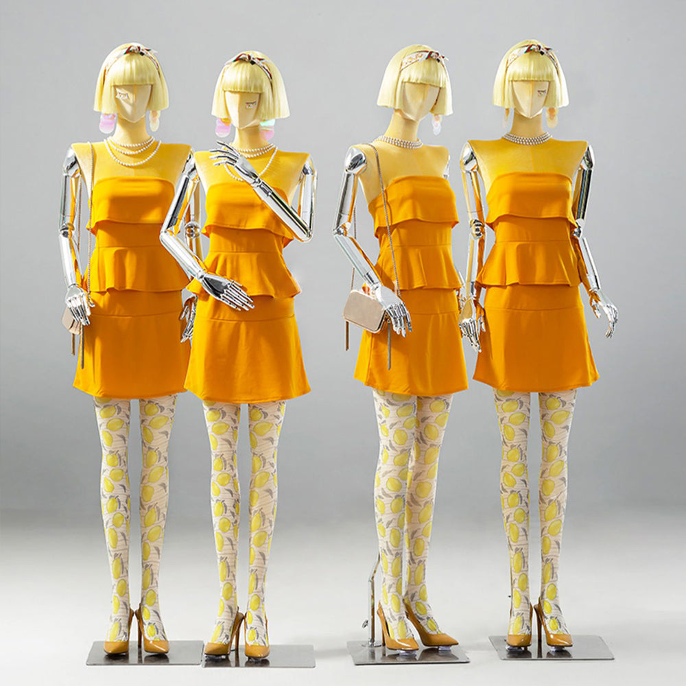 Jelimate Luxury Velvet Mannequin Women Dress Form,Female Full Body,Half Body,Sitting Pose Clothing Dress Form,Wig Head Manikin Torso With Gold Arms