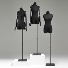 Lade das Bild in den Galerie-Viewer, Half Body Female Display Dress Form Mannequin,Black Linen Mannequin Torso,Fashion Mannequin Head For Wigs,Hat Holder Jewelry Stand
