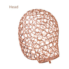 Load image into Gallery viewer, Jelimate Female Gold Rose Gold Gun Black Wire Mesh Head Mannequin Head Dress Form Headband Cap Hat Hair Wig Display Head Model Props
