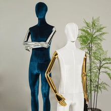 Lade das Bild in den Galerie-Viewer, Male Full Body Display Dress Form Mannequin Velvet Fabric Mannequin Torso Silver Gold Plate Mannequin Hand Fitness Mannequin Head For Wigs
