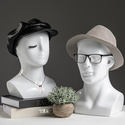 Female Male Fiberglass White Head Mannequin Hat Glasses Mask Cap Headband Wedding Headphone Jewelry Scarf Wig Display Head