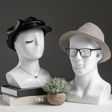 Load image into Gallery viewer, Female Male Fiberglass White Head Mannequin Hat Glasses Mask Cap Headband Wedding Headphone Jewelry Scarf Wig Display Head
