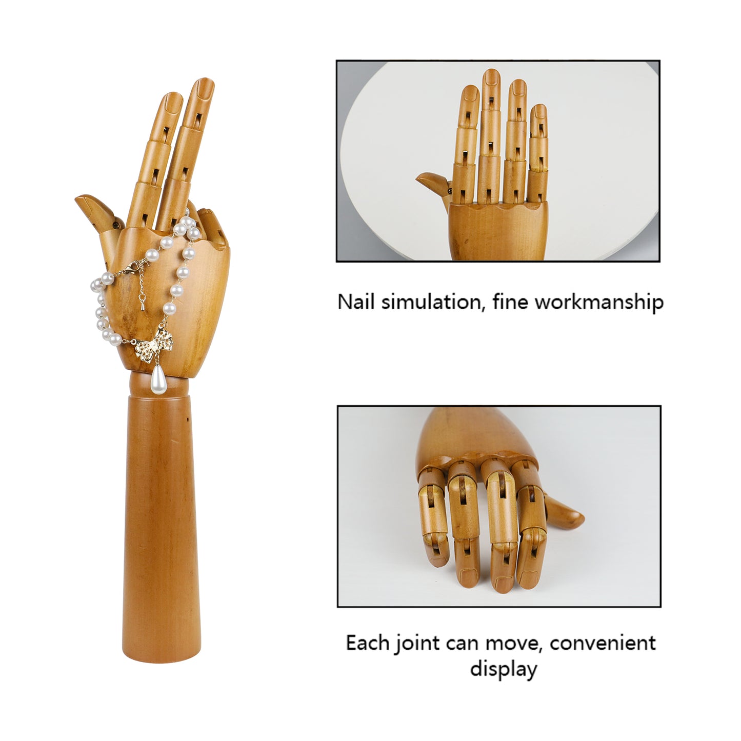 Jelimate Window Display Wooden Mannequin Hand Form,Wood Hand Mannequin Dress Form Stand,Watch Wallet Jewelry Display Hand