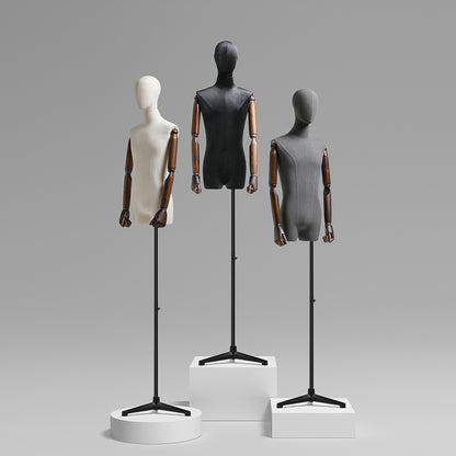 Jelimate Clothing Store Male Half Body Mannequin Dress Form,Men Display Model Clothing Display Dress Form,Male Display Mannequin Torso With Wooden Arms