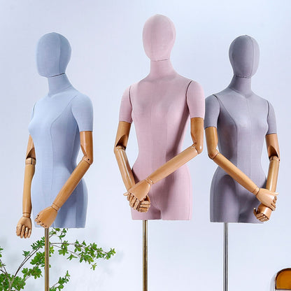 Jelimate High End Wedding Dress Mannequin Torso Female Colorful Linen Dress Form Torso Clothing Store Window Display Mannequin Upper Body Women Model