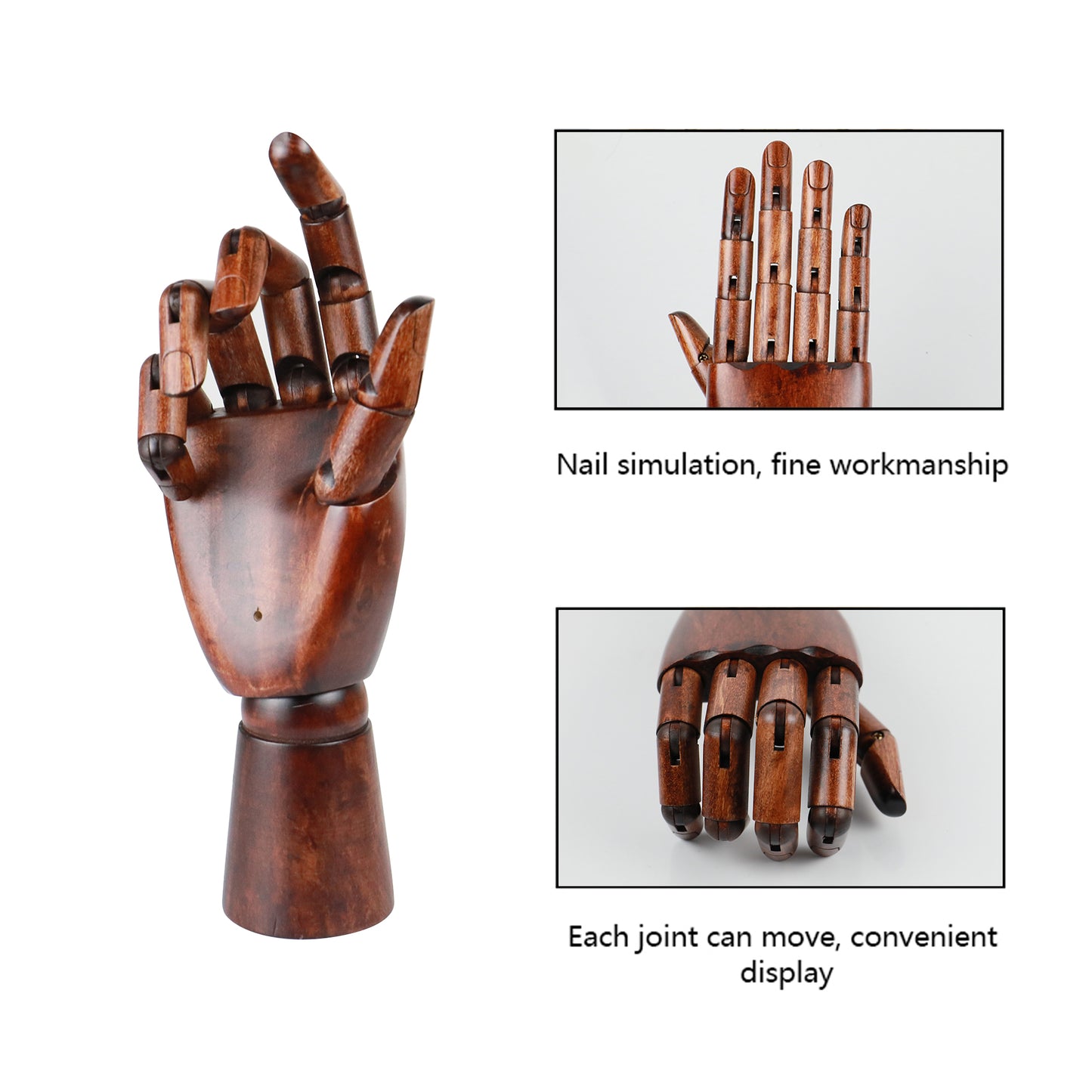 Jelimate Vintage Red Wooden Mannequin Hand Form,Shop Decoration Hand Dress Form,Sunglasses Hat Glove Jewelry Display Hand Model