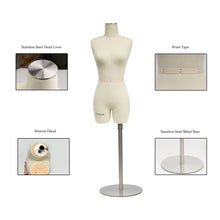 Load image into Gallery viewer, JMSIZE8 Half Scale Female Dress Form For Pattern Making,1/2 Scale Miniature Sewing Mannequin for Women,Mini Tailor Mannequin for Fashion Designer Fashion School Draping Mannequin
