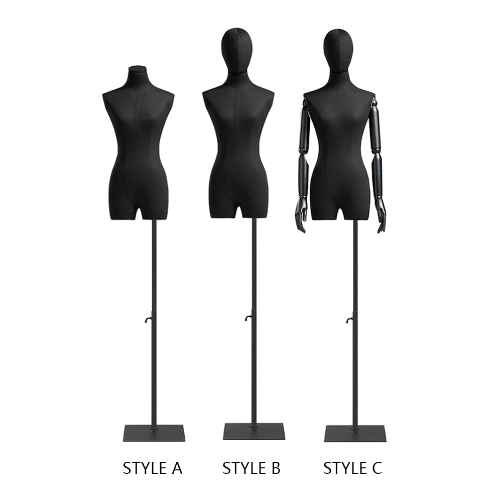 Female Torso Mannequin Dress Form Display BLACK w/ Table Top Stand