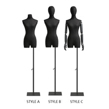 Load image into Gallery viewer, Half Body Female Display Dress Form Mannequin,Black Linen Mannequin Torso,Fashion Mannequin Head For Wigs,Hat Holder Jewelry Stand
