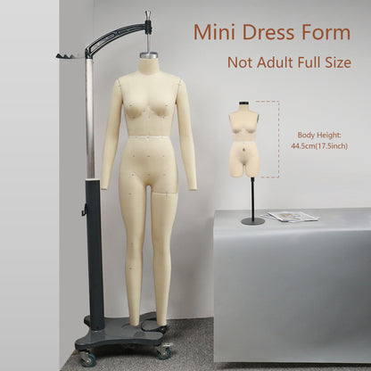 Jelimate Size 6 Female Plus Size Dress Form With Soft Arms,Lingerie Bust Mini Tailor Mannequin Half Scale Dress Form For Sewing, 1:2 Scale Women Plus Size Mannequin Dressmaker Dummy