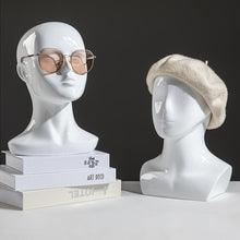 Load image into Gallery viewer, Female Male Fiberglass White Head Mannequin Hat Glasses Mask Cap Headband Wedding Headphone Jewelry Scarf Wig Display Head

