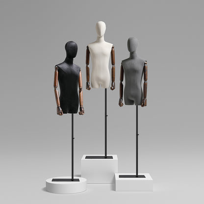 Jelimate Clothing Store Male Half Body Mannequin Dress Form,Men Display Model Clothing Display Dress Form,Male Display Mannequin Torso With Wooden Arms