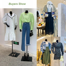 Load image into Gallery viewer, Half Body Female Display Dress Form Mannequin,Black Linen Fabric Mannequin Torso,Wooden Mannequin Arms,Clothing Mannequin Jewelry Holder Hat Holder
