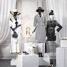 Load image into Gallery viewer, Jelimate Luxury Black White Grey Female Mannequin Torso Silver Gold Arms,Half Body Painting Mannequin Display Dummy,Wedding Dress Clothing Display Dress Form
