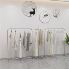 Load and play video in Gallery viewer, Jelimate Fashion Black White Silver Gold Clothing Rack,180CM Metal Hanging Clothes Hanger,Women Kid Men Clothing Shop Shelf,Display Clothing Rack
