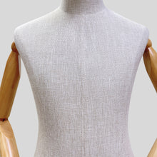 Lade das Bild in den Galerie-Viewer, Jelimate High End Male Female Torso Mannequin With Wooden Arms,Bamboo Hemp Mannequin Full Body Half Body,Jewelry Wedding Dress Clothing Display Dress Form
