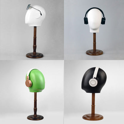 Jelimate Hat Store Fiberglass Mannequin Head with Wooden Base,Hat Display Mannequin Head For Wigs,Headphone Display Stand Sunglasses Holder