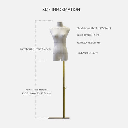 Half Body Female Dress Form Mannequin,Upper body Velvet Mannequin Torso,Wooden Mannequin Hand, Mannequin Head For Wigs,Fashion Display Clothing Model Props