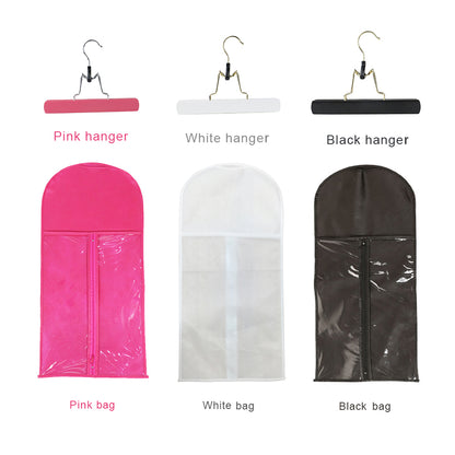 Luxury Pink White Black Wig Storage Bag With Hanger Non Woven Hair Packaging Bag Hair Organizer Wig Dust Cover Bundle Packing Bag Hair Extensions Bags