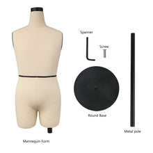 Load image into Gallery viewer, Jelimate Male Half Scale Dress Form For Sewing,Mini Tailor Mannequin for Fashion Designer Pattern Making,Miniature Men Sewing Mannequin for Fashion School Draping Mannequin
