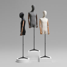 Load image into Gallery viewer, Half Body Male Display Dress Form Upper Body Fashion Men Fabric Mannequin Torso Manikin Head For Wigs Hat Holder For Jewelry Stand
