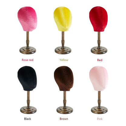 Female Colored Velvet Fabric Mannequin Head Hat Hair Jewelry Wig Display Head Mannequin Head Stand Head Block Manikin Head Kit