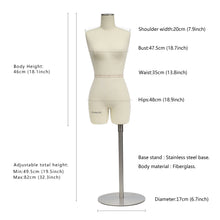 Load image into Gallery viewer, JMSIZE10 Half Scale Female Dress Form For Pattern Making,1/2 Scale Miniature Sewing Mannequin for Women,Mini Tailor Mannequin for Fashion Designer Fashion School Draping Mannequin
