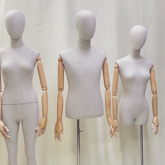 Male and Female Full Body Mannequin, Woman Display Model Dummy Form for  Boutique Slub Hemp Human Torso With Wood Arms -  Denmark